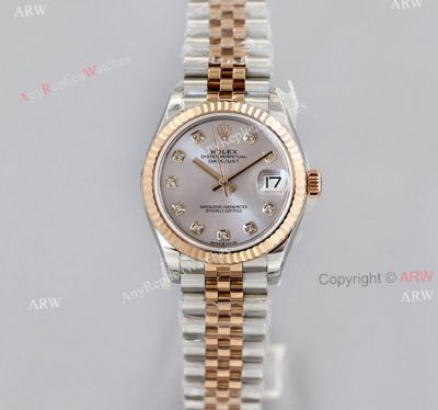 Top Swiss Replica Watches Rolex Datejust 31 Grey Dial With Diamonds